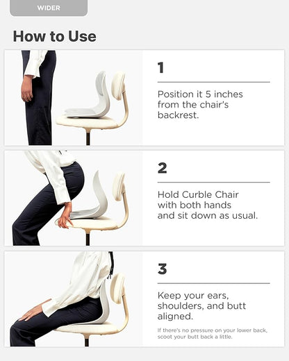 curble Wider(Standard Wide) 2PACK – Ergonomic Lower Back Chair Support, Lumbar Support Back Posture Corrector, Back Pain Relief, Perfect for Office, Floor Seat and Work from Home, Patented (2P Grey)