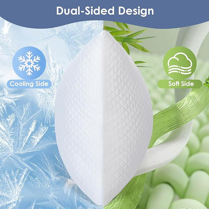 Firm Shredded Memory Foam Pillows King Size Set of 2, Cooling Bed Pillow w/Adjustable Loft for Side, Back, and Stomach Sleepers, Removable Washable Bamboo Rayon Cover, CertiPUR-US Certified Foam