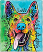 Dawhud Direct Dean Russo - Colorful German Shepherd Fleece Blanket, Queen Size -Super Soft Plush Blanket for Adults and Kids, Machine Washable - Ideal for Dog Lovers and as a Gift - 75 x 90 in