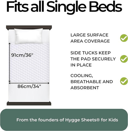 Hygge Sheets®️ Organic Washable Incontinence Bed Pads with Tucks - 100% Waterproof Reusable Mattress Protector Underpads - Rayon derived from Bamboo - Twin