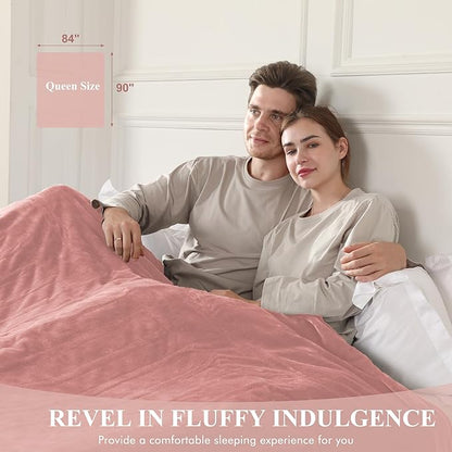 Electric Blanket Queen Size, Super Soft Cozy Upgraded Flannel Blanket Dual Control with 5 Heating Levels & 10 Hours Auto Off, Fast Heating Blanket & Overheat Protection, 84" x 90", Candy Pink