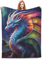 Colorful Fairy Dragon Blanket Gifts for Adults Girls Flannel Throw Blankets Soft Comfy Lightweight for Home Decor Couch Bed Sofa 50x40 Inches