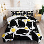 Kids Bedding 3Pcs Cartoon Black Cat Bedding Set Twin Yellow Polka Dots Pattern Comforter Set for Teens Kids Boys Girls Adults Cute Cat Quilt Bed Decor Set with 1 Comforter and 2 Pillowcases