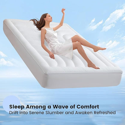 Waterproof Mattress Pad Full, Quilted Fitted Full Mattress Topper, Five-Layers Noiseless Mattress Protector Cover with 8"-21" Deep Pocket, Machine Washable, White, 54x75