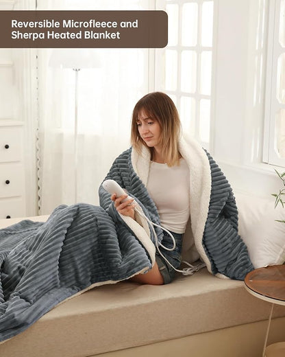 Electric Heated Blanket Full Size, Washable Blanket Warmer for Home for Adults, Fast Heating Super Cozy Soft Flannel 72" x 84", 9 Heat Levels, 1-9H Auto-Off, ETL Certified, Silver