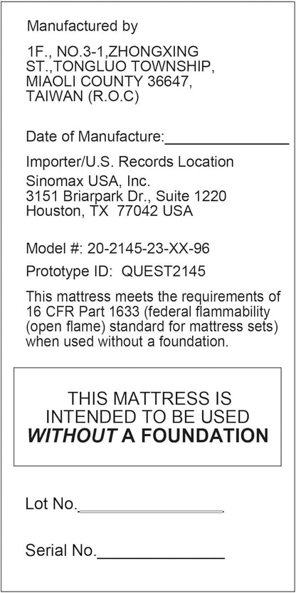 Vibe Quilted Hybrid Mattress, 12-Inch Innerspring and Pillow Top Gel Memory Foam Mattress, Fiberglass Free, CertiPUR-US Certified Bed in a Box, California King