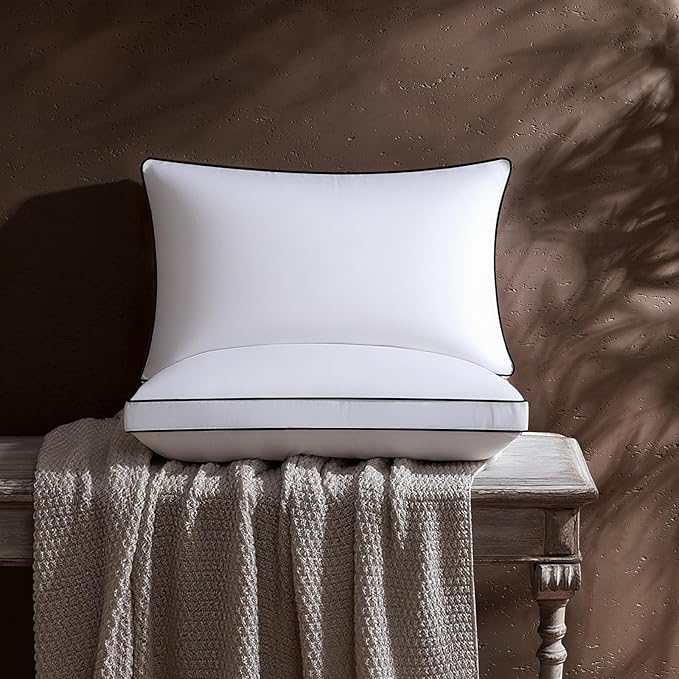 Feather Down Pillows King Size Set of 2 Pack,Luxury Hotel Collection Bed Pillows for Sleeping, Fluffy Soft Medium Firm Down Surround Gusseted Pillows for Side Back Stomach Sleepers 20 x 36 in
