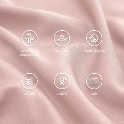 King Pillowcases, Cooling Viscose from Bamboo Pillow Covers with Envelope Closure, Soft Moisture-Wicking for Hot Sleepers, Hair and Skin-Friendly, Pink, 2 Pack