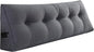 Husband headboard Pillow Large Back Rest Support Reading Pillows for Sitting in Bed for Adults Triangle Velvet Wedge Pillow headboard Queen Size, Grey