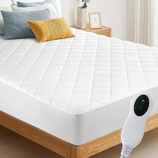 Electric Heated Mattress Pad Twin Size,Heating Mattress Pad Luxury Bed Warmer 10 Heat Settings | Auto Off 2-4-8 Hours | Fit Up to 18" Deep Pocket | Machine Washable