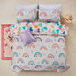 A Nice Night Rainbow Kids Comforter Set for Girls, Twin Size 6 Piece Bed in a Bag Soft Polyester Bedding Set with Floral, Grass & Rainbows Design