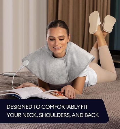 GENIANI Electric Throw - Heating Pad for Neck and Shoulders, Large Heated Pad for Neck Pain, Shoulder Heating Wrap with 4 Auto Shut-Off, 6 Heat Settings, Pain Relief - 22"x24"