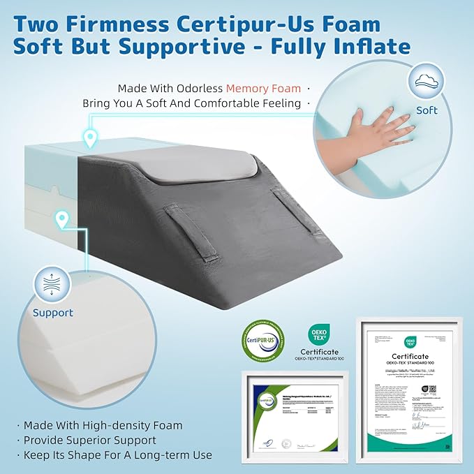LOFE Leg Elevation Pillows for After Surgery - Adjustable Knee Replacement Pillow 6 Heights, Cooling Leg Wedges for Elevation for Swelling, Double Leg Pillow for Knee Surgery Recovery