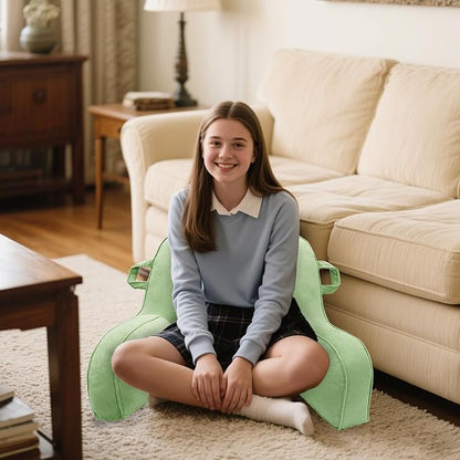 LiveGo Reading Pillow for Kids, Velvet Back Support Cushion for Sitting Up in Bed Adults, Kids Cuddle Cushion with Arms & Backrest Support Pillow for Teen Boys Girls Reading Bed Rest