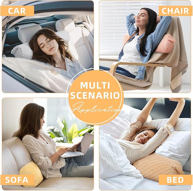 Roll Cervical Pillow for Neck Pain Relief 24IN Round Neck Pillows for Sleeping,Short Bolster Cushion for Legs and Back,Grey.24IN