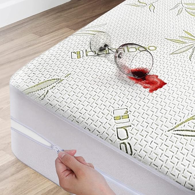 DreamField Linen California King Mattress Cover, Waterproof and Noiseless, Ultra Soft Breathable Bamboo Fabric, Easy Care Instructions