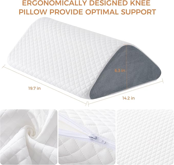 Ganondorf Knee Wedge Pillow for Back Sleeping-Leg Pillow Knee Wedge Pillow for Sleep Position, Alleviating Lower Back&Hip Pain Enhancing Circulation in Ankles Legs Triangle Pillow with Removable Cover