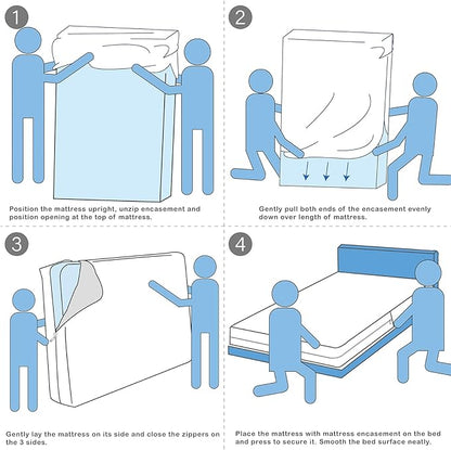 King Mattress Protector Cover【Sealed Zipper+Terry Cloth】 76"x 80" Fits [13/14/15/16 in] Deep, 6-Side Encases Waterproof Breathable Mattress Pad Cover