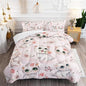 Kids Bedding Queen Cartoon Cat Comforter 3 Pieces Pink White Cat Butterflies Comforter Set for Teens Kids Boys Girls Adults Kawaii Flower Quilt with 1 Comforter and 2 Pillowcases