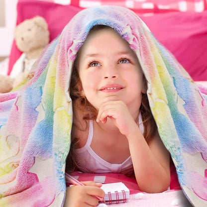 Glow in The Dark Blanket for Girls, Mermaid Blanket for 4-9 Year Olds and Mermaid Toys - Soft Warm Furry Kids Throw Blanket, for Girls Toys Age 6-8 Mermaid Birthday Gifts, 50"x60"
