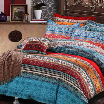 Jane yre Boho Queen Duvet Cover Brushed Microfiber 3 Pieces Bedding Set Bohemian Colorful Retro with Zipper Closure, Durable Easy Care (NO Comforter)