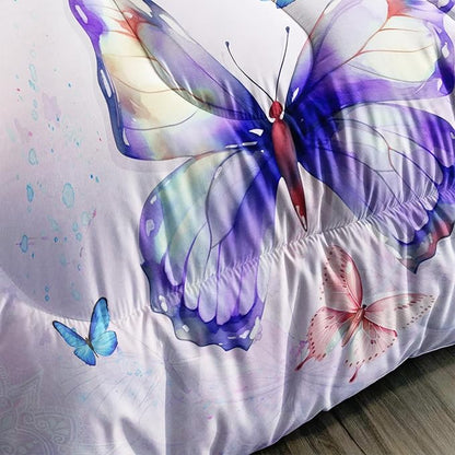 Mandala Butterfly Comforter Set Full Size for Girls Kids Adults Mermaid Scales Pattern Bedding Set Aesthetics Butterflies Quilt Bed Set with 1 Comforter and 2 Pillowcases
