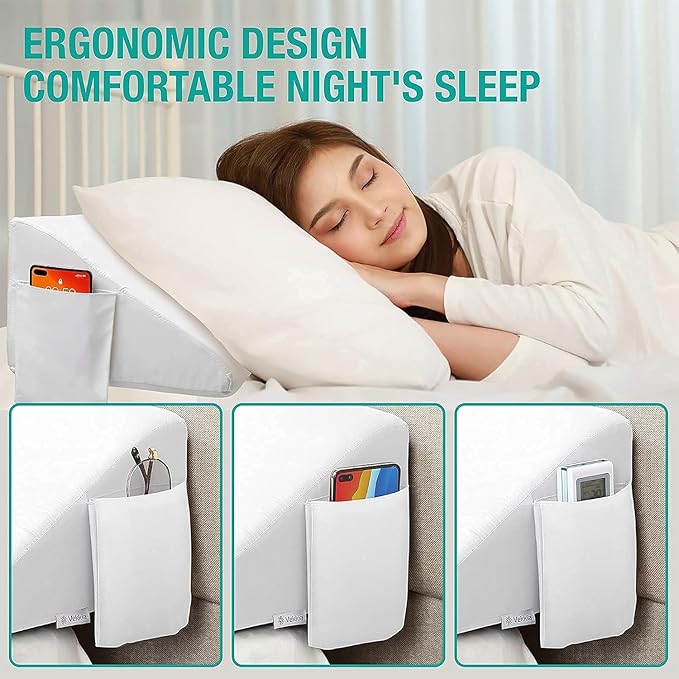 Vekkia Full Bed Wedge Pillow Gap Filler/Headboard Pillow/Mattress Wedge Fill Gap (0-6") Between Headboard and Mattress (White 54"x10"x6")