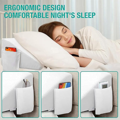 Vekkia Full Bed Wedge Pillow Gap Filler/Headboard Pillow/Mattress Wedge Fill Gap (0-6") Between Headboard and Mattress (White 54"x10"x6")