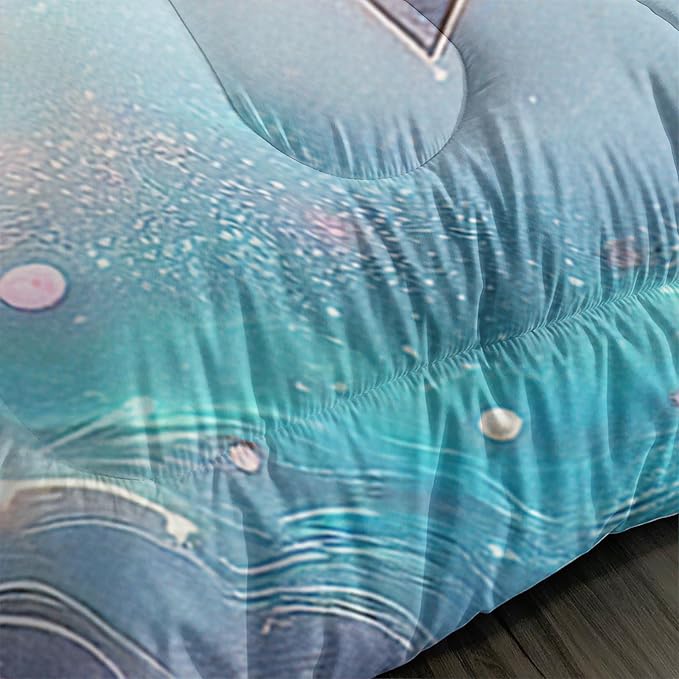 Unicorn Full Size Comforter Set for Girls, Dreamy Unicorn with Flowers Bedding Set, Girl Room Decor with 2 Pillowcases