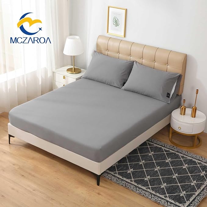 Grounding Sheets King, 12% Silver+88% Organic Cotton, Fitted Grounded Bed Sheet Deep Pocket for Improved Sleep & Wellness (Gray, King - 78"x80"x15")