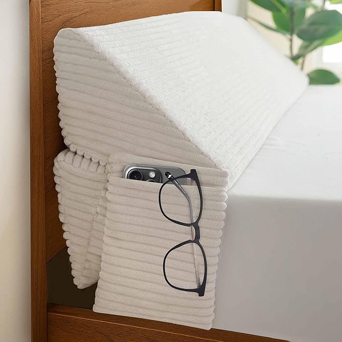 HIGOGOGO Full Size Wedge Pillow for Headboard Gap - Multi Functional Mattress Wedge Bed Gap Filler Close The Gap (0-7") Between Your Mattress and Headboard or Wall (Beige 54"x11"x9")