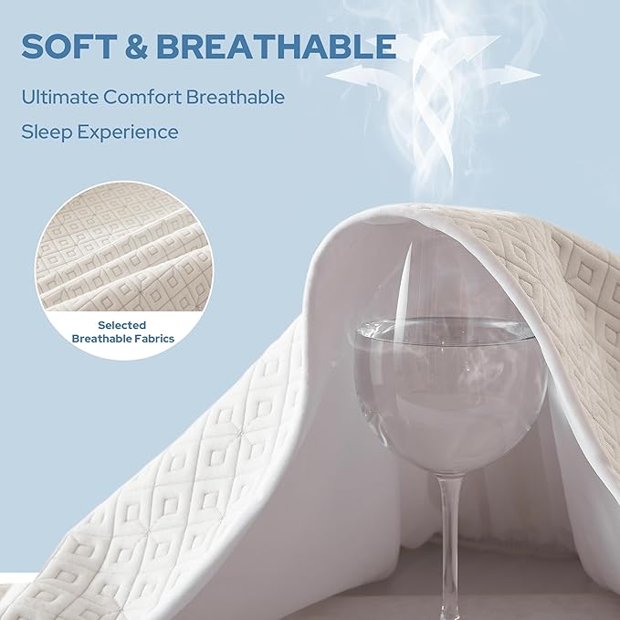 BEDLORE Twin Mattress Protector, Waterproof Noiseless Mattress Cover with Stretchable Pockets for 6-15 inches Mattress, Soft Breathable Mattress Pad Machine Washable (White)