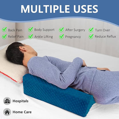 Wedge Pillow for Side Sleeping, Body Positioning Foam Wedge Pillow, Side Wedge Pillow for Sleeping Non-Slip Back Positioning Pillow for Bed Sore Wedge (Blue)