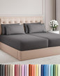 Split King Sheets Set 7 Piece - Includes 4 Pillowcases - Bed Sheets Split King - Soft Hotel Luxury Bedding - Cooling, Cozy & Breathable - 1 Flat & 2 Fitted & 4 Pillowcases w/ Deep Pockets - Dark Grey