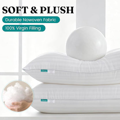 Oubonun 12 x 16 Throw Pillow Inserts, Firm and Fluffy Decorative Pillows for Couch Bed Sofa with Soft Cotton Cover White Cushion with Down Alternative Pack of 2