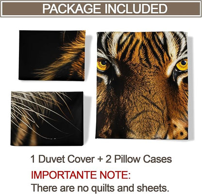 Americas Tiger Duvet Cover Twin African Tiger Bedding Set 2 Piece for Kids Bedroom Tropical Wild Animal Patterned Comforter Cover with Zipper Ties & 1 Pillowcases