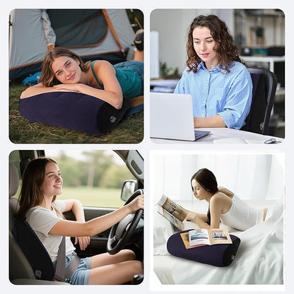 Portable Inflatable Wedge Pillow 2 Pack, Body Positioner for Sleep Support, Adjustable Travel Pillow - Lightweight Bed/Leg Support Pillow, Fast Inflation，for Home Outdoor Travel Blue