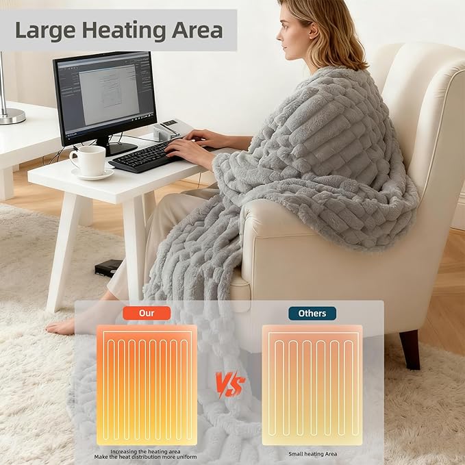 Heated Blanket,Electric Flannel Blanket,Heating Blanket with ETL & FCC & 12 Heating Levels & Auto Shut Off，Machine Washable -Single(50"x60")
