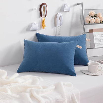 NTBAY Tiny Pillows, Down Alternative 7"x11" Microfiber Mini Pillow for Travel, Pets, Soft Machine Washable Small Pillows for Neck, Wrist, Lumbar and Knee, Denim Blue