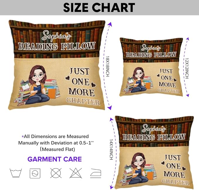 ENCYCOM Personalized Book Reading Pocket Pillow - Custom Reading Pillows with Name – Uniqua Gift for Bookworm Girls, Women Who Love Books, Perfect for Bed or Cozy Corner (Reading Pillow 06)