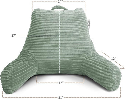 Hearth & Harbor Reading Pillow for Bed Adult – Back Pillow for Sitting in Bed, Standard Bed Pillows for Sitting Up in Bed, Foam Bed Chair Pillow, Sage Green Bed Rest Pillow