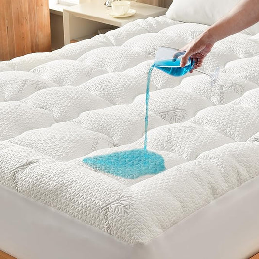 Premium 100% Waterproof Twin XL Mattress Topper, Breathable Mattress Pad, Rayon from Bambo Bed Protector, Deep Pocket Sheet Cover 8"-21"