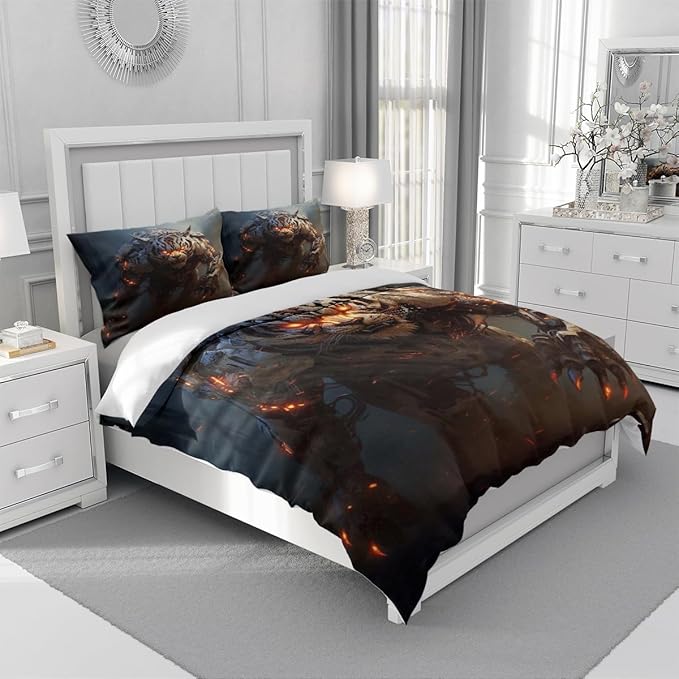 Tiger Bed Duvet Cover Sets Full Size with 2 Pillowcases for Kids Boys Teens Adult Bedroom Decor, Animal Petal Country Bedding Decor