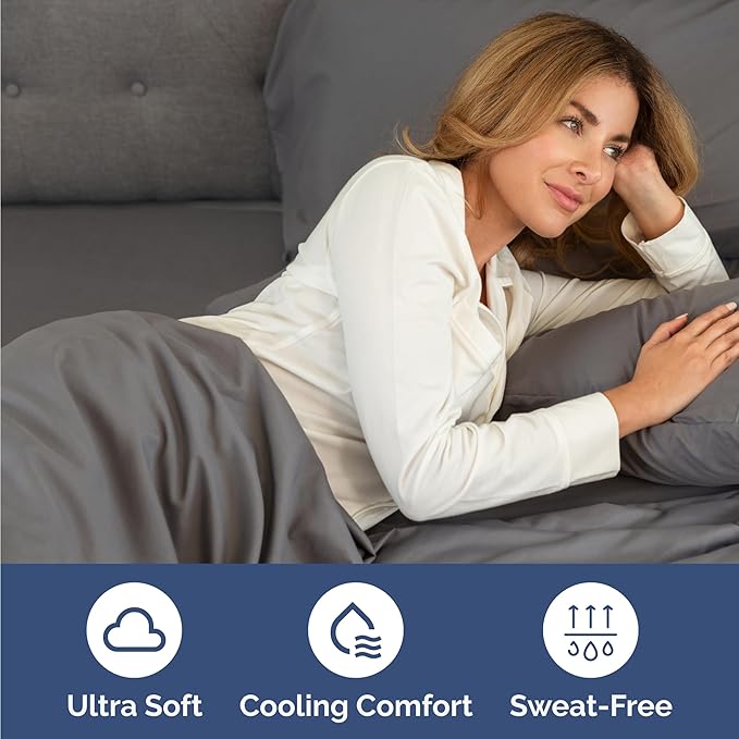 Twin 4 Piece Sheet Set - Comfy Breathable & Cooling - Ultra-Soft Hotel Luxury Bedding Set with 8-16 Inch Deep Pockets - 1 Flat & 1 Fitted Sheet & 2 Pillowcases - Wrinkle Free & Easy Care - Dark Grey