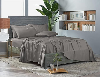 Queen Pillowcases by Pure Bamboo, Genuine 100% Organic Viscose Derived from Bamboo, Luxuriously Soft & Cooling, Double Stitching, Envelope Closure (2 Queen Pillowcases, Graphite)