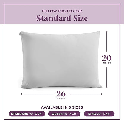 CirclesHome Pillow Protectors 4 Pack Standard Zippered - 100% Cotton Breathable Pillowcases - Protects Pillows from Dirt, Dust and Debris (Standard - Set of 4 - 20x26)