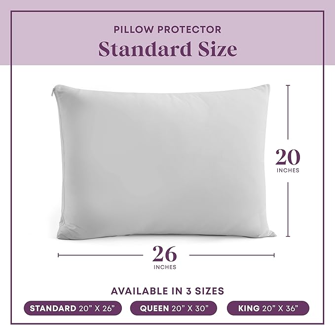 CirclesHome Pillow Protectors 2 Pack Standard Zippered - 100% Cotton Breathable Pillowcases - Protects Pillows from Dirt, Dust and Debris (Standard - Set of 2 - 20x26)