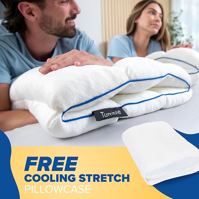 TUMBLE 6-Chamber Adjustable Bed Pillow & Pillowcase | Back, Side & Stomach Sleepers | Cooling Cover | Memory Foam & Gel Fiber Fill | Customize Your Comfort | CertiPUR/Oeko-Tex | Standard Queen 1 Pack