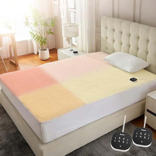 Bwarm Multizone Heated Mattress Pad Cal King, Electric Mattress Pad Sherpa Fleece Bed Warmer with 9 Heat Settings, 1-12 Hours Auto Off Deep Pocket, Machine Washable, Wave White Cal King 72" x 84"