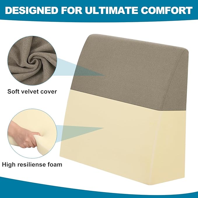TANYOO Back Pillow for Bed Sitting Up High Resilience Wedge Reading Pillow for Sitting in Bed Adult Soft Support Backrest Pillow for Reading Gaming Watching TV 23.6” x22” Khaki